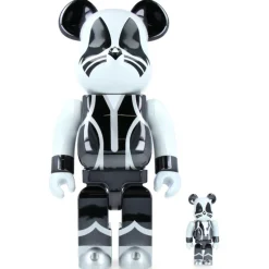 100% & 400% Bearbrick Kiss Catman Chrome Ver.
